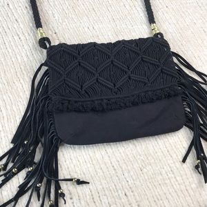 black american eagle macrame cross body bag